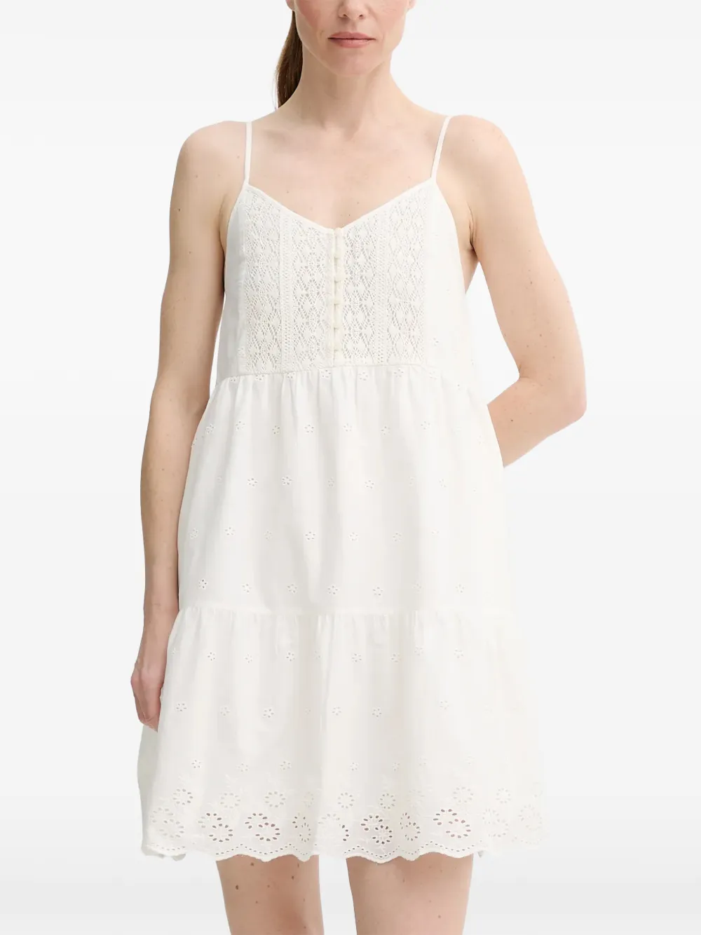 Levi's broderie-anglaise tiered mini dress - Bianco
