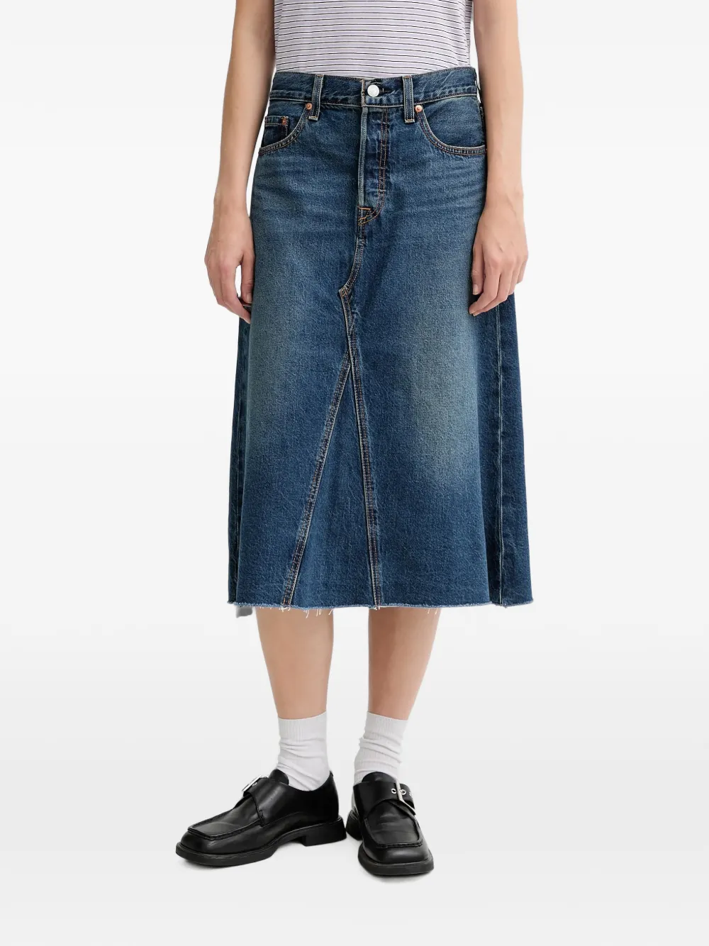 Levi's frayed A-line midi skirt