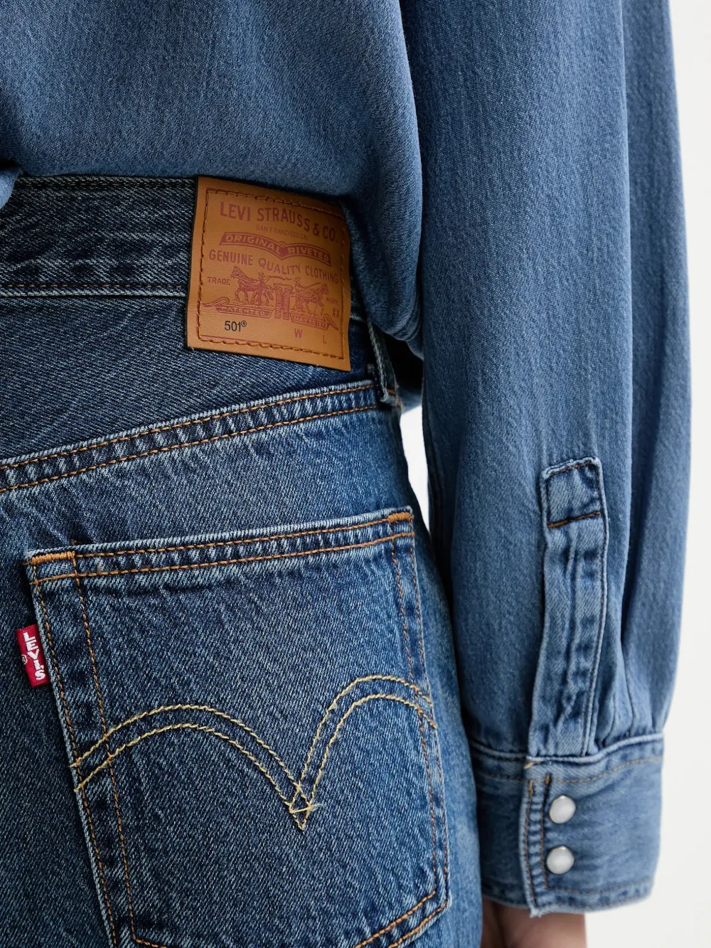 Levi's Overhemd met zak en Western-design Blauw