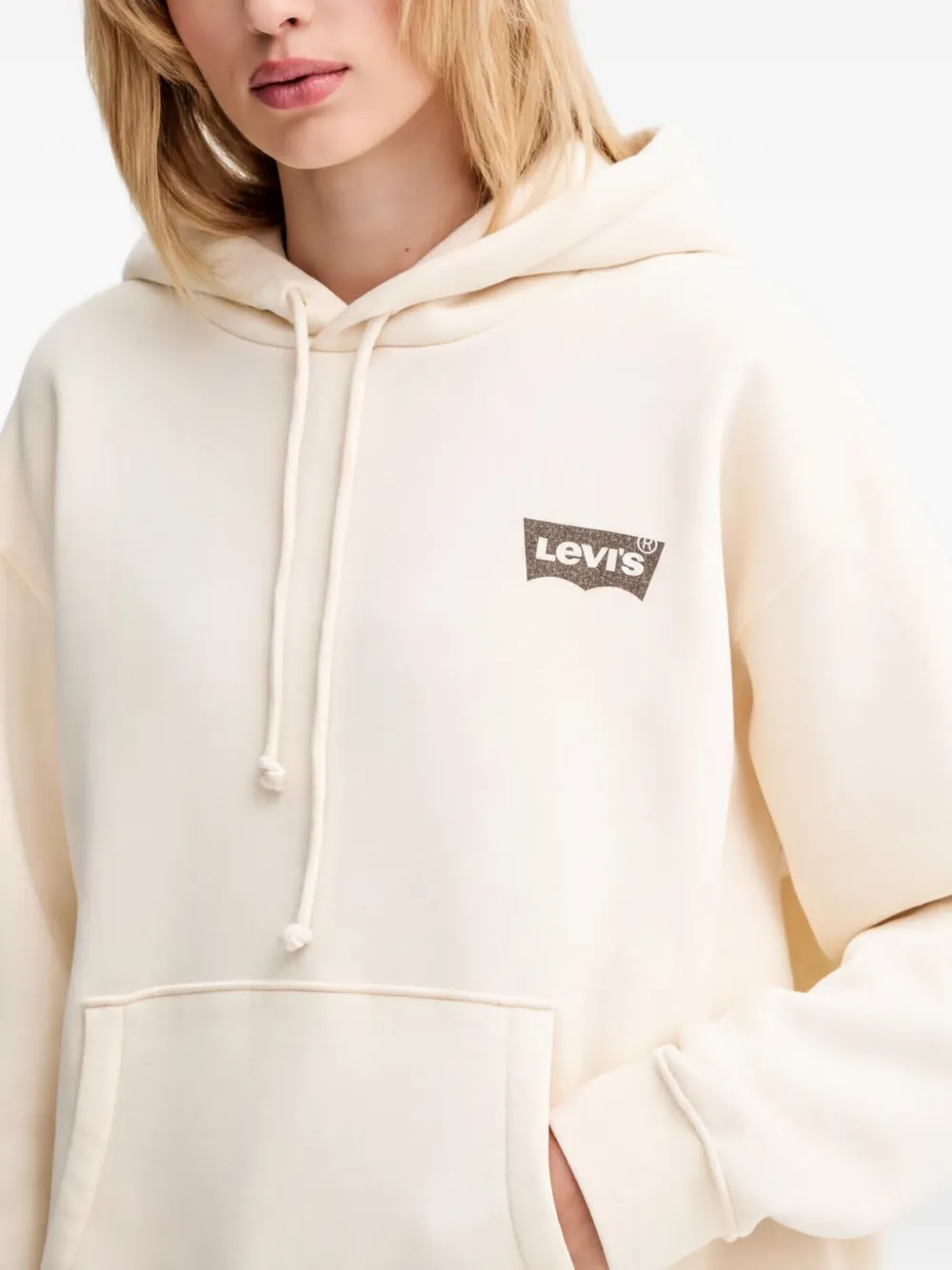 Levi's Sweater met capuchon trekkoord en logo Beige