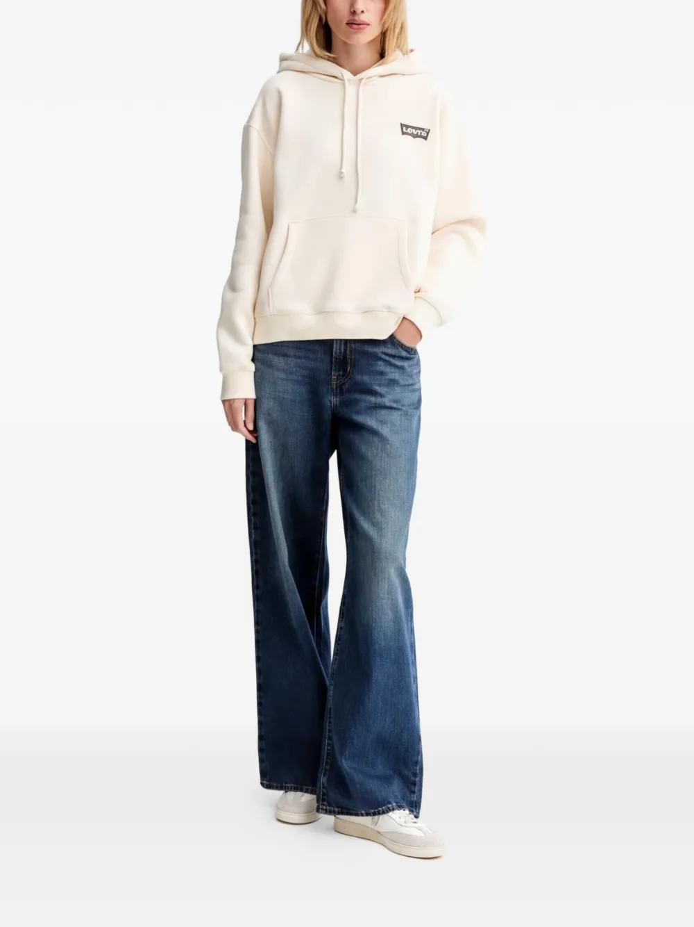 Levi's Sweater met capuchon trekkoord en logo Beige