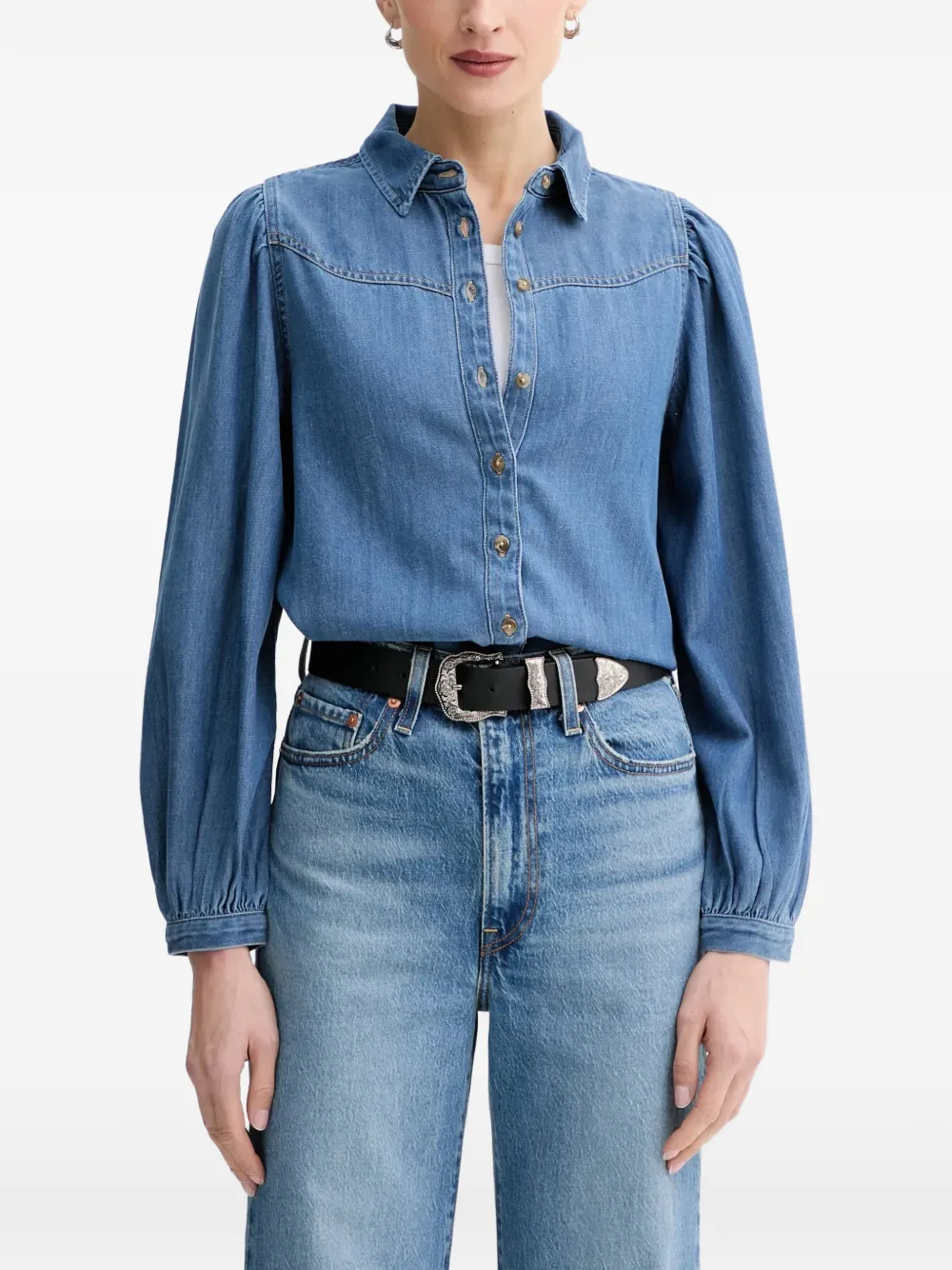 Levi's Journey Western denim puff-sleeve shirt - Blau