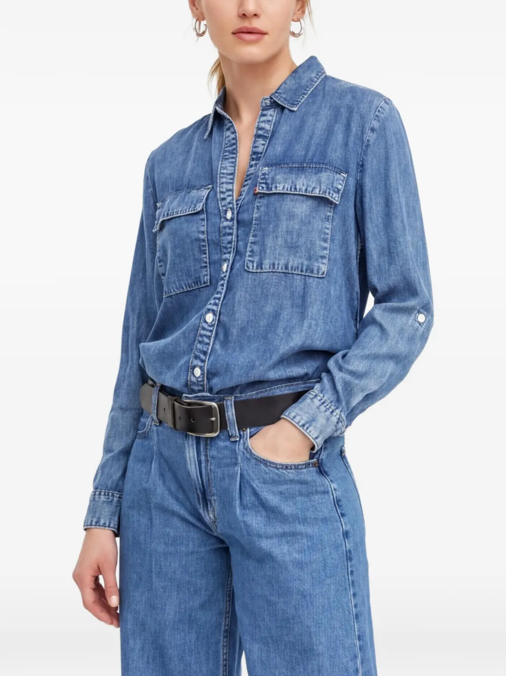 Levi's Overhemd met borstzak en knopen Blauw