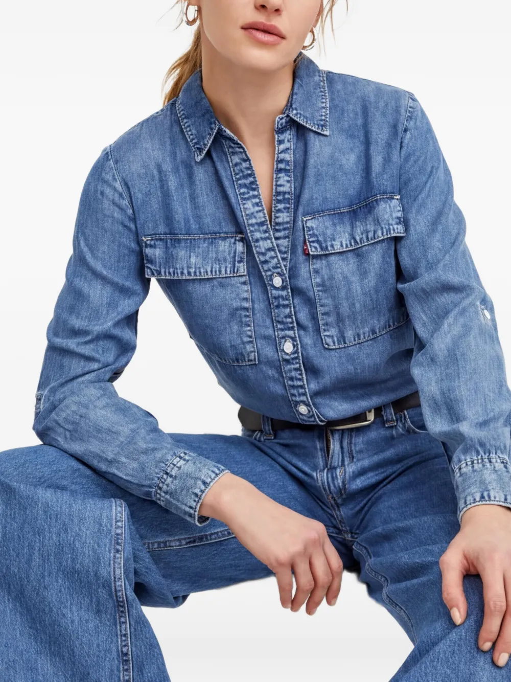 Levi's Overhemd met borstzak en knopen Blauw