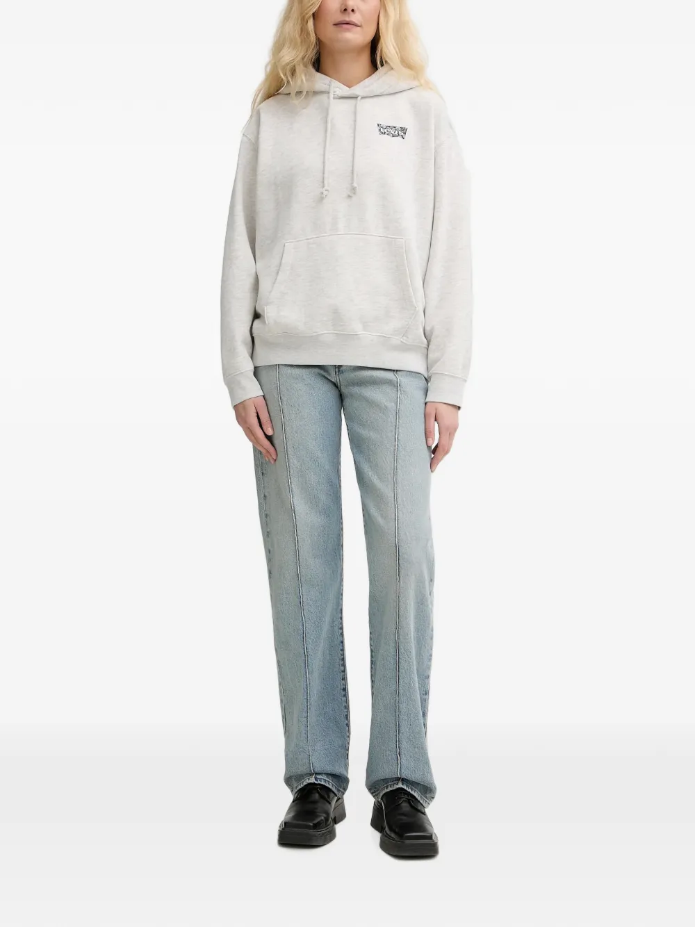 Levi's Hoodie met bloemen-logo en buidelzak Grijs
