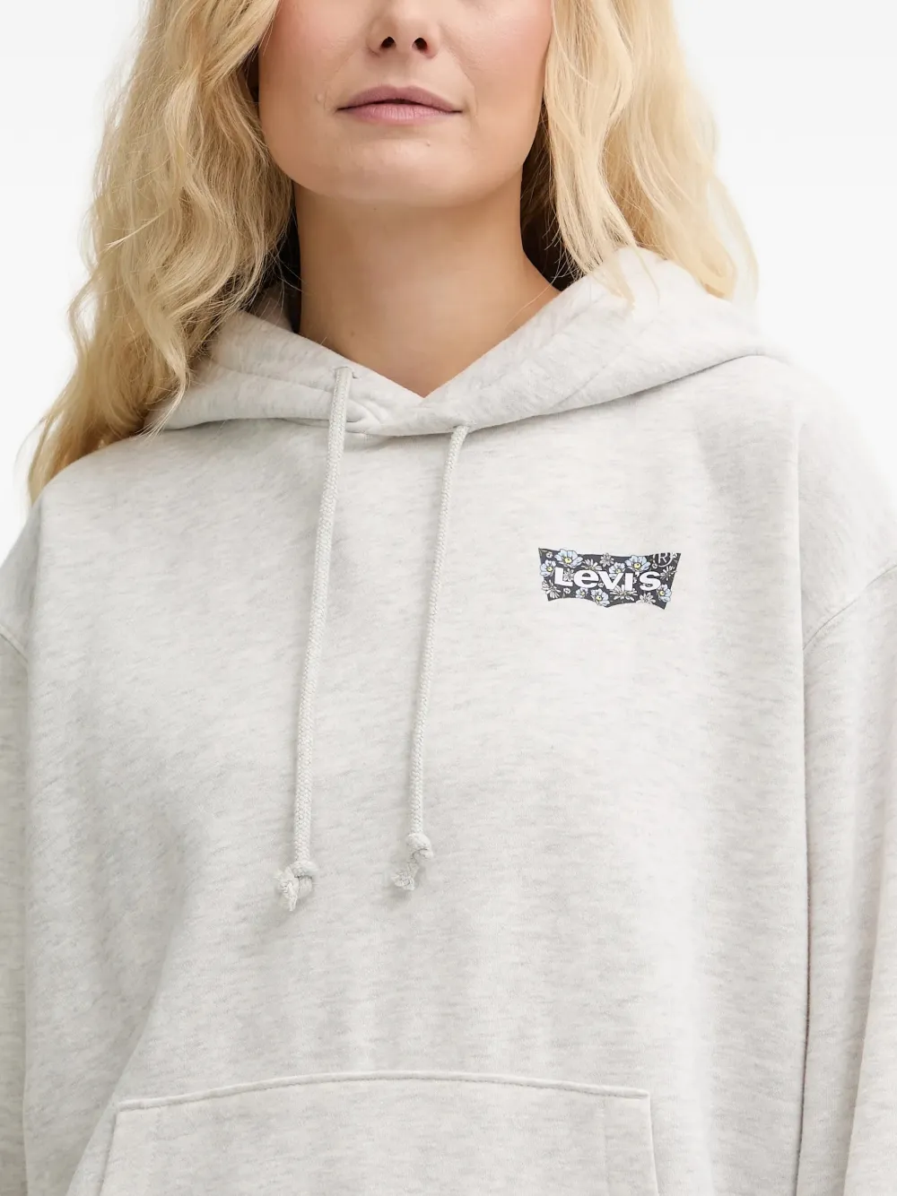 Levi's Hoodie met bloemen-logo en buidelzak Grijs