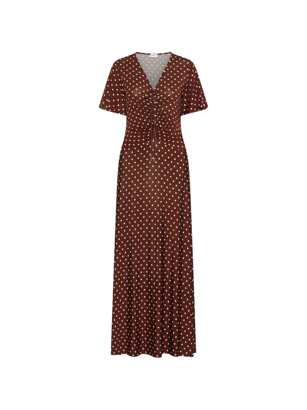 Marella dotted V-neck midi dress - Marrone