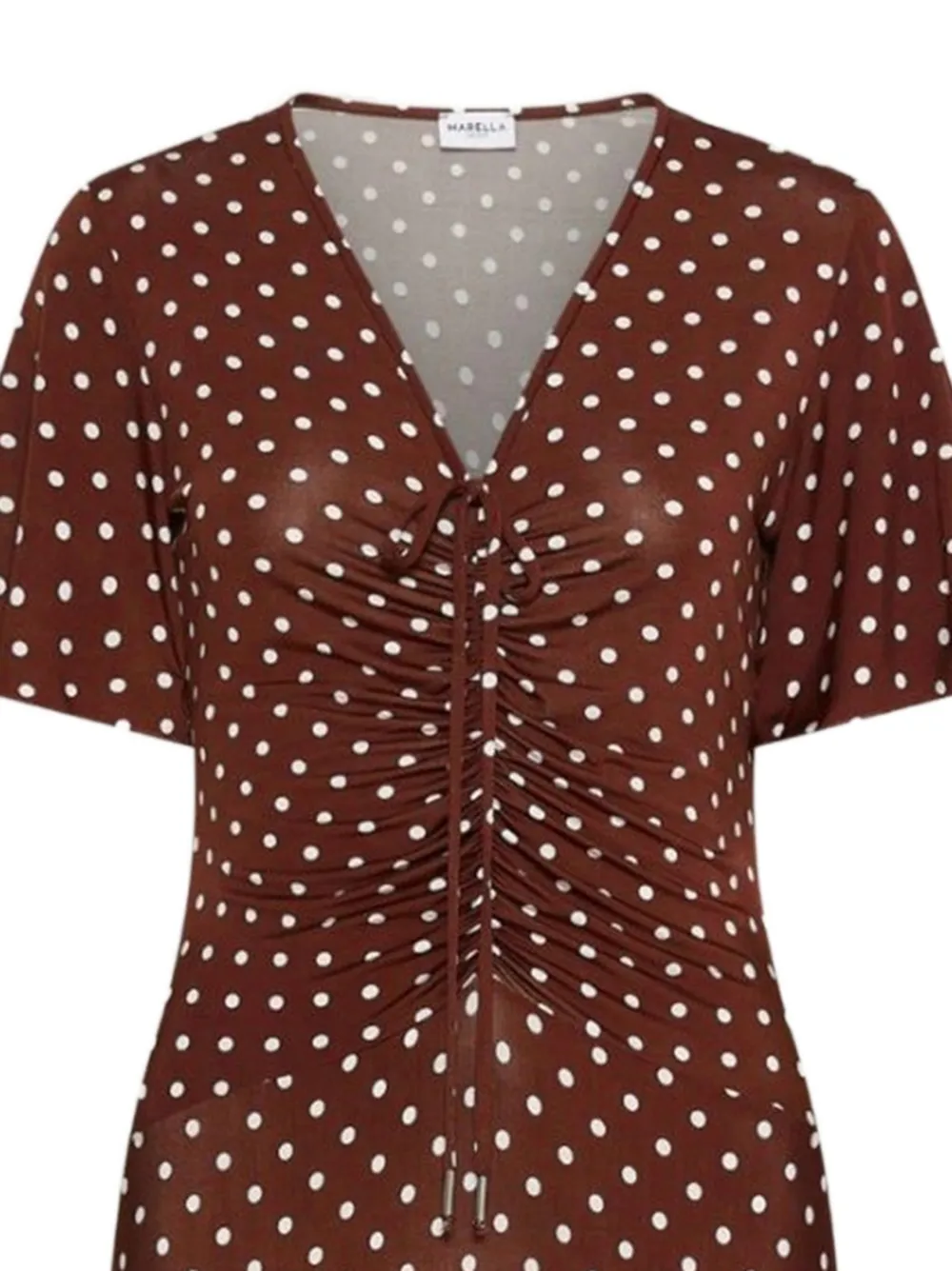  Marella Dotted V-neck Midi Dress - Brown 