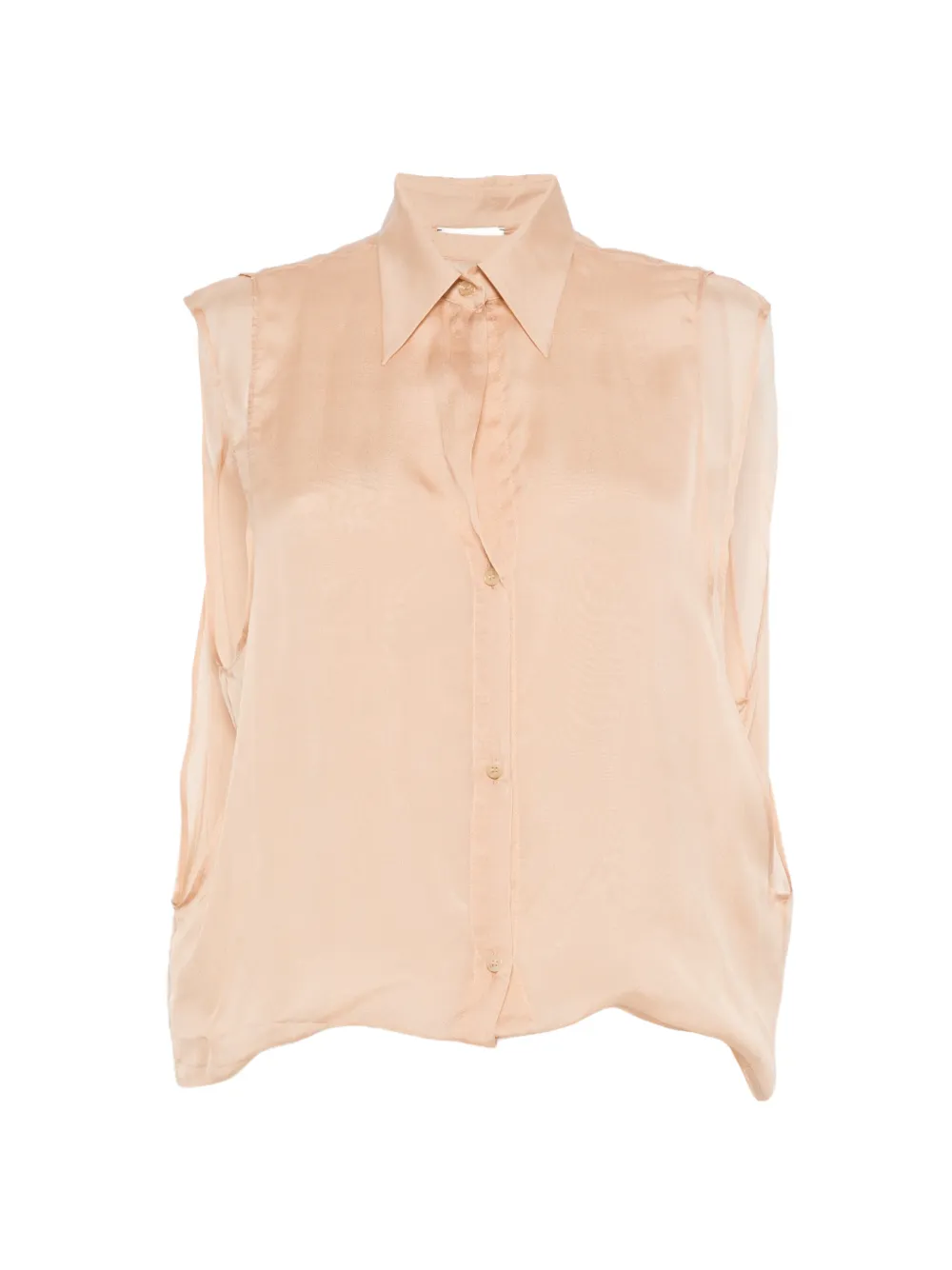 Alysi buttoned collarless top - Toni neutri