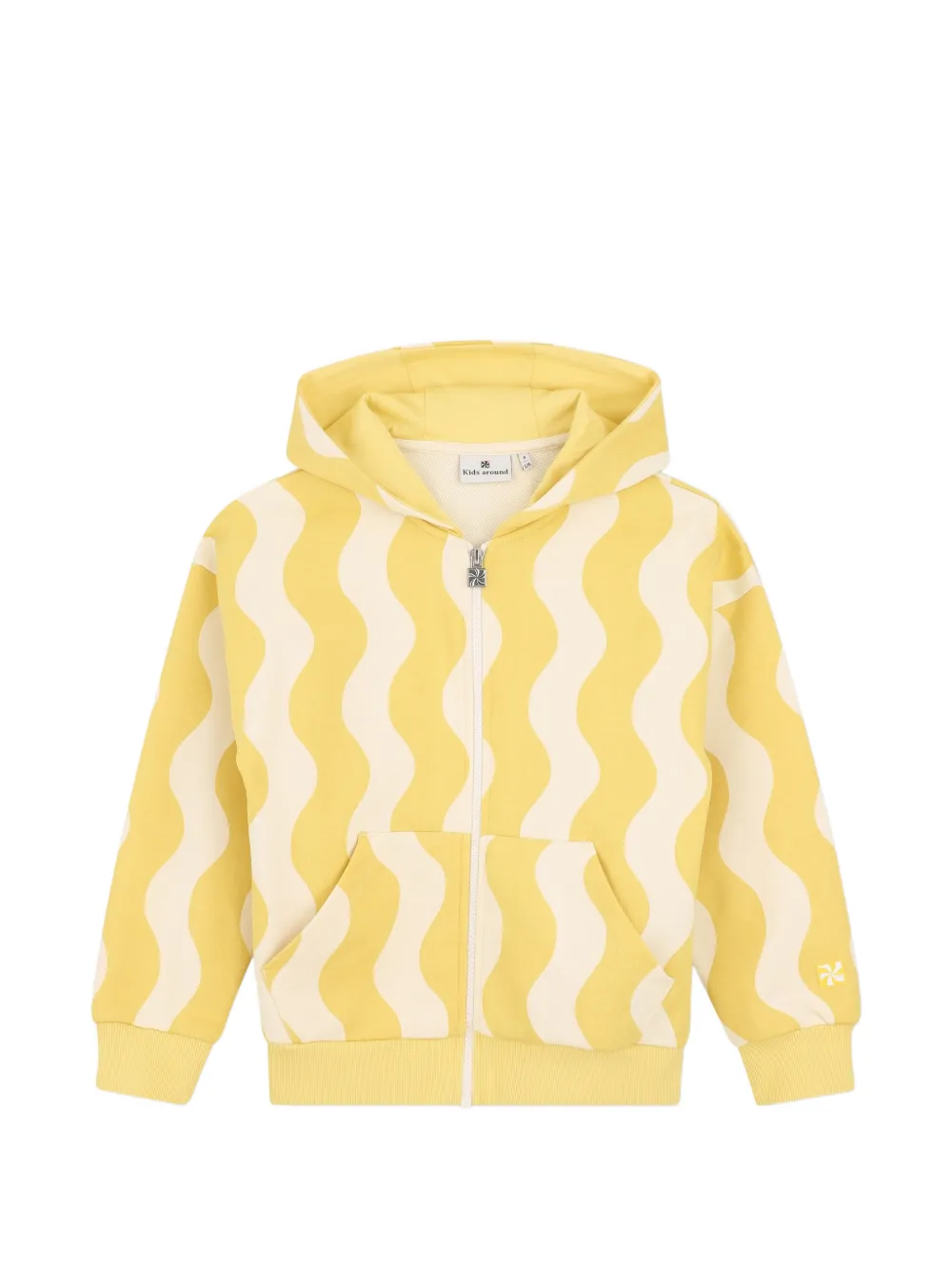 Kids Around wave-pattern zip-up hoodie - Giallo
