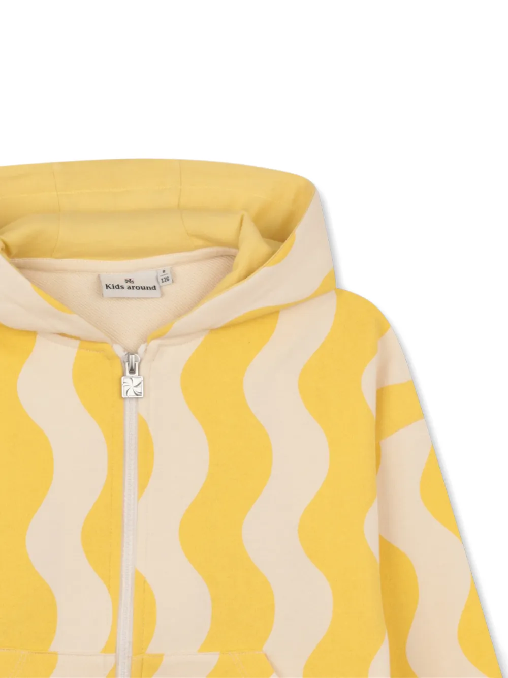  Kids Around Wave-pattern Zip-up Hoodie - Yellow 