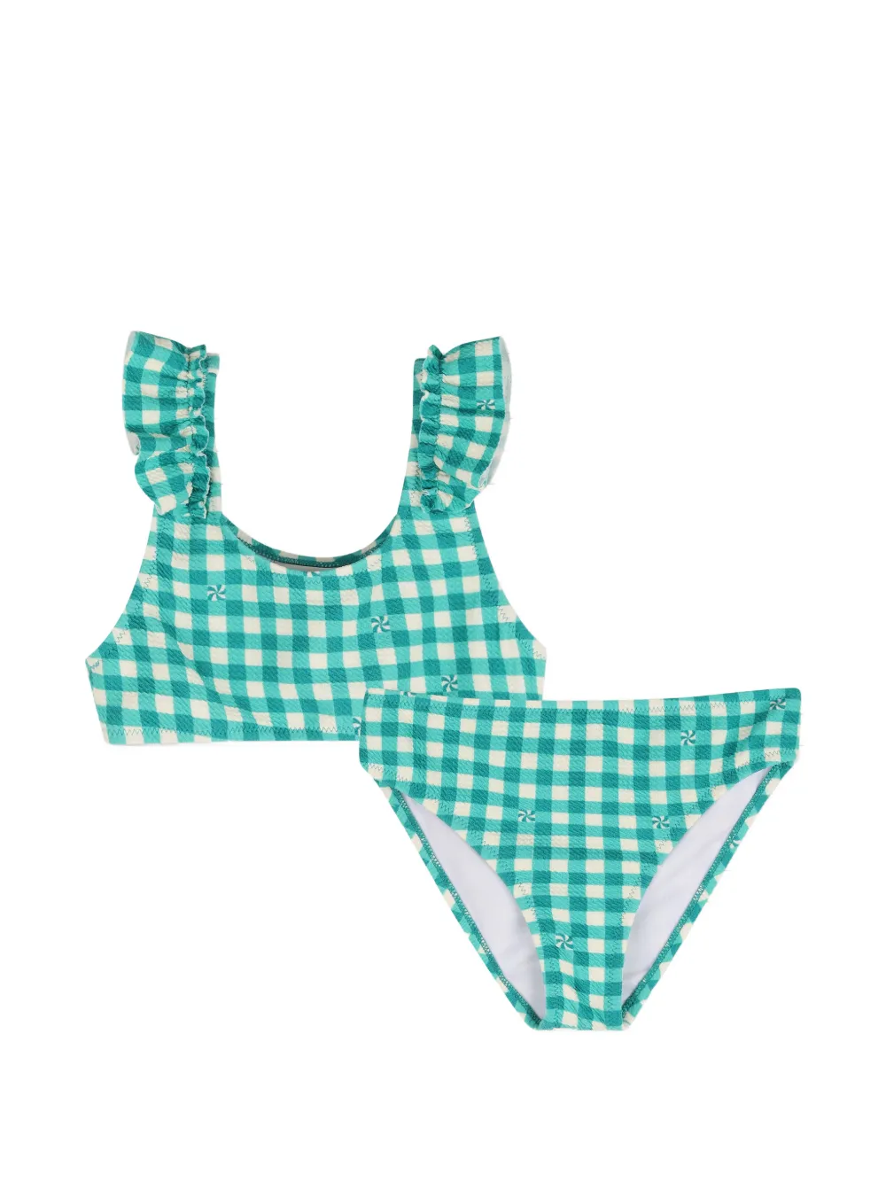 Kids Around ruffled gingham bikini - Verde