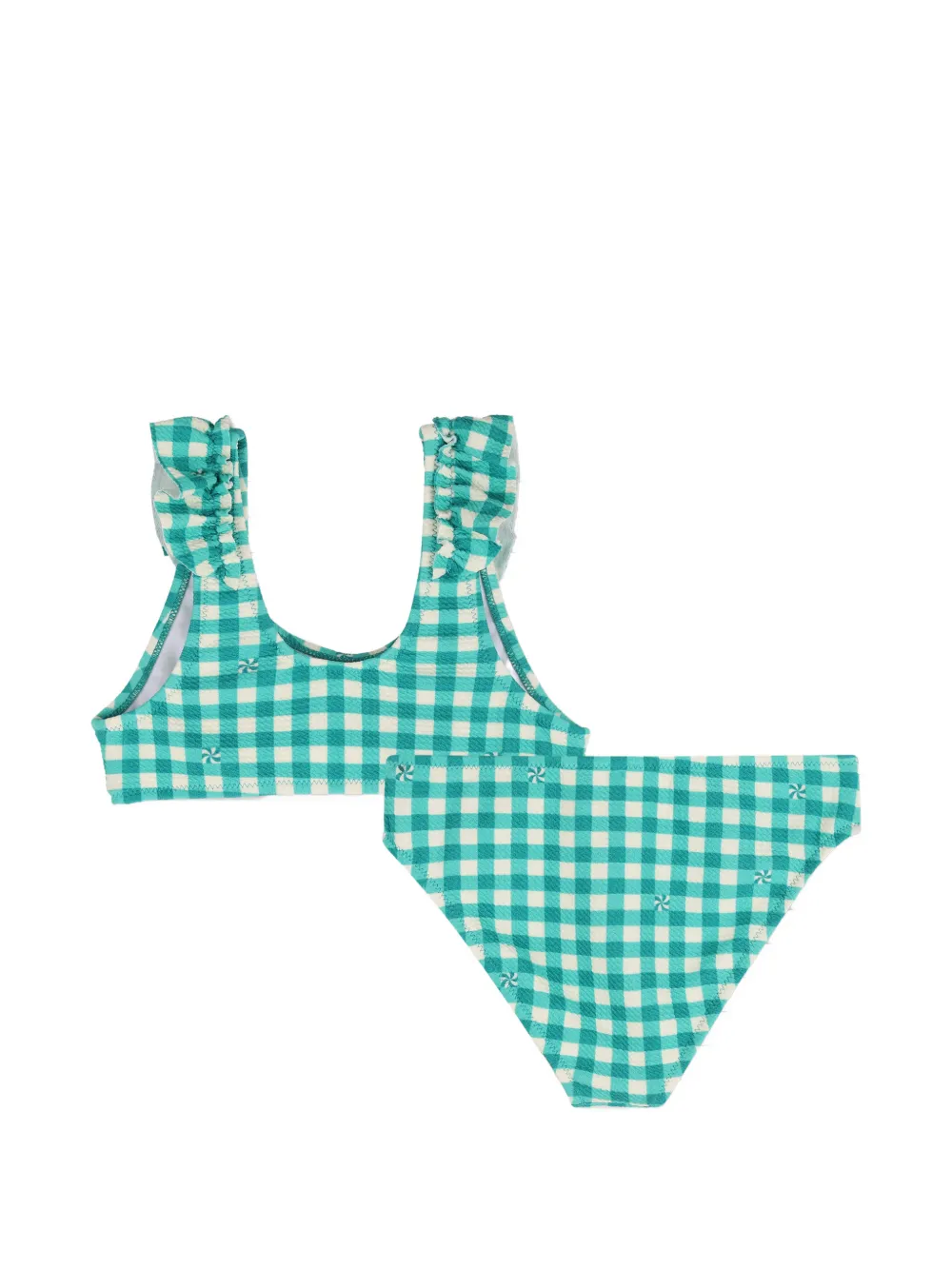  Kids Around Ruffled Gingham Bikini - Green 