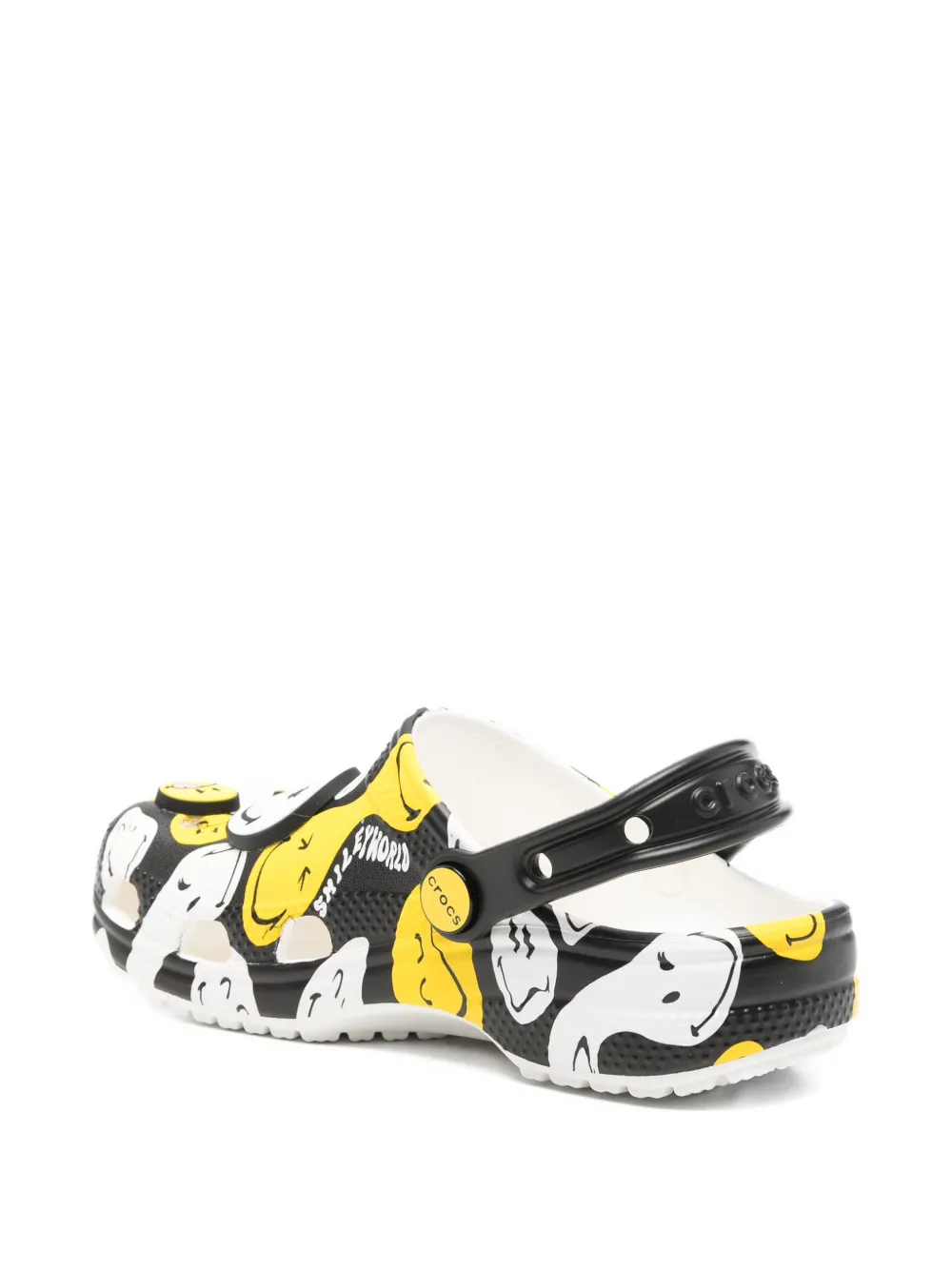 Crocs Kids Smiley Classic K patterned slippers Zwart