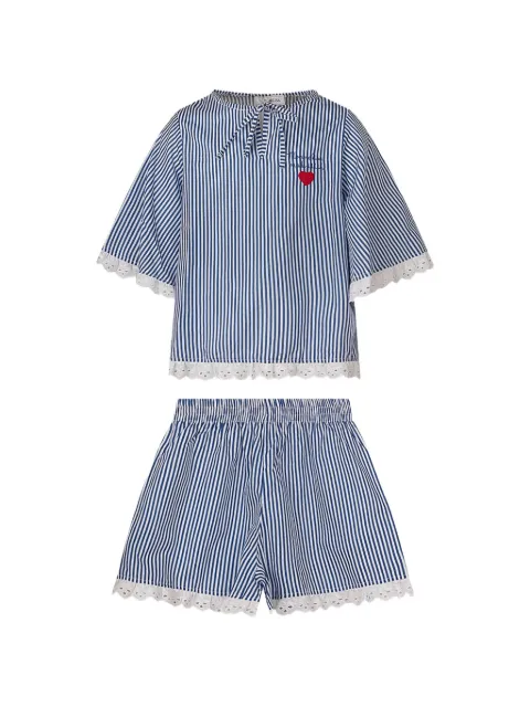 Monnalisa striped lace shorts set