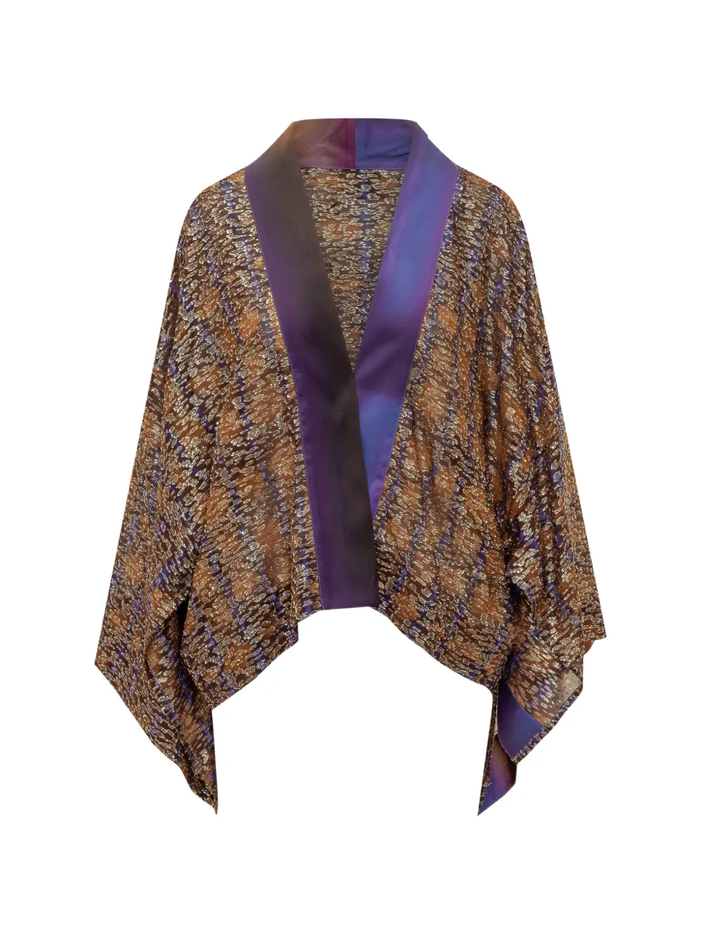MOMONÌ Offener Dine Poncho mit Metallic-Garn - Braun