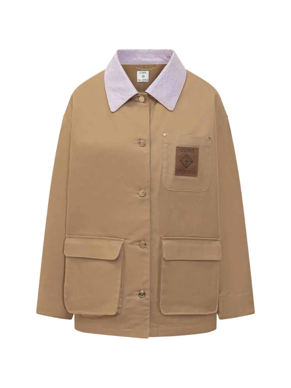 Casablanca leather-collar patch-pocket jacket - Toni neutri