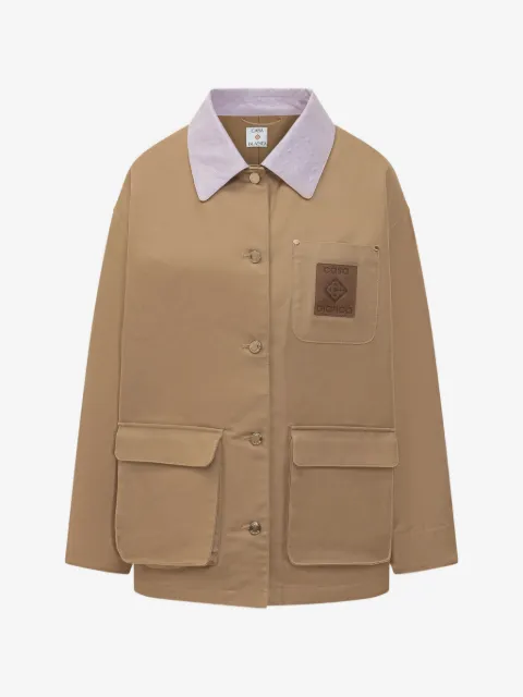 Casablanca veste à col en cuir et poche plaquée