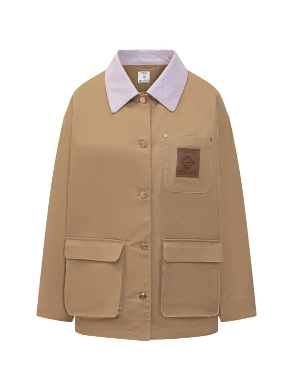 Casablanca Leather-collar Patch-pocket Jacket in Neutrals