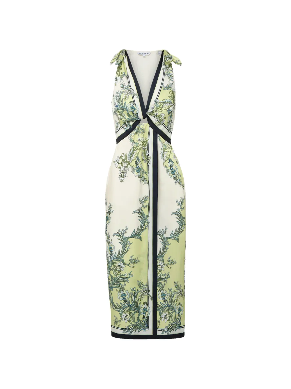 Veronica Beard Kaliza tie-strap floral midi dress - Toni neutri