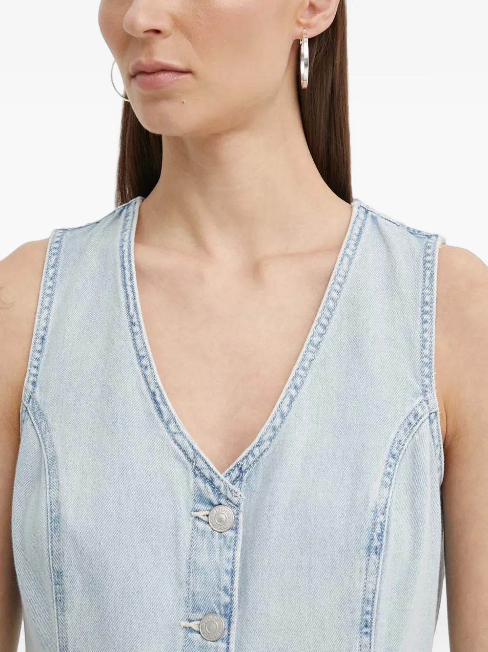 Levi's button-up sleeveless mini dress Blauw