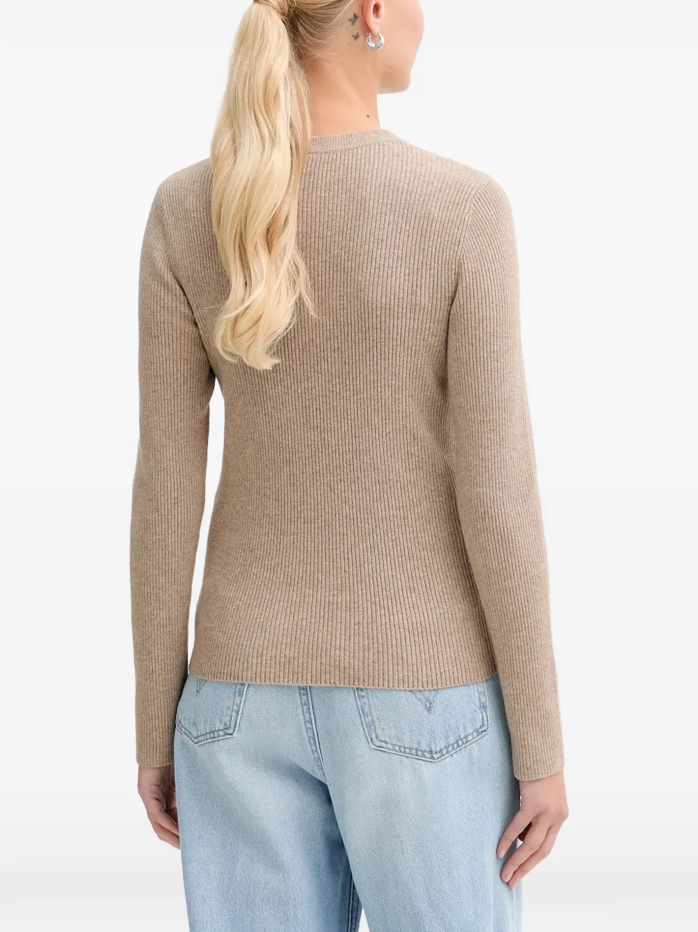 Levi's Geribbelde trui met ronde hals Beige
