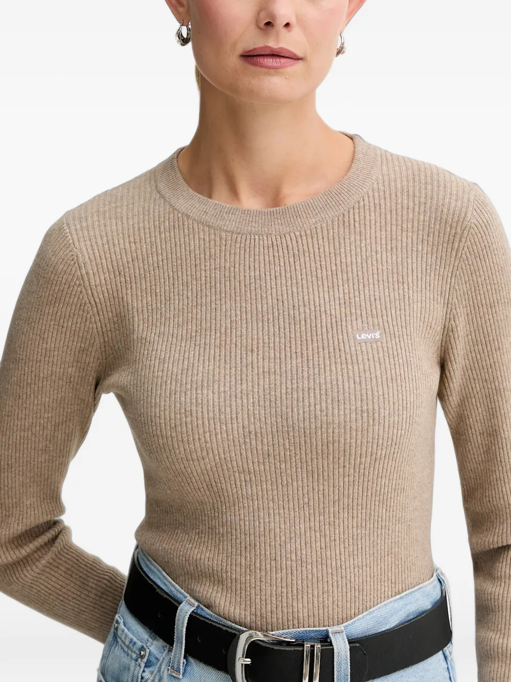 Levi's Geribbelde trui met ronde hals Beige