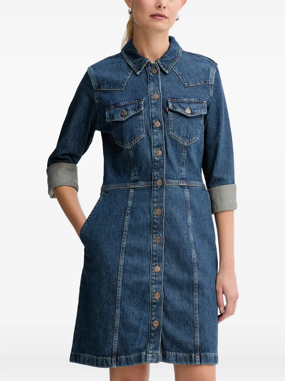 Levi's Flynn denim mini dress Blauw