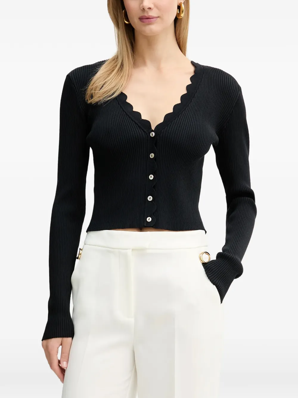 Silvian Heach Cardigan con orlo a smerlo - Nero