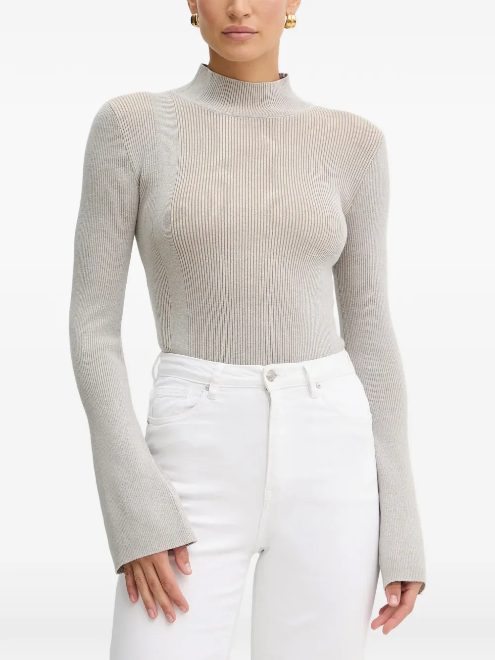 Silvian Heach ribbed mock-neck long-sleeve top
