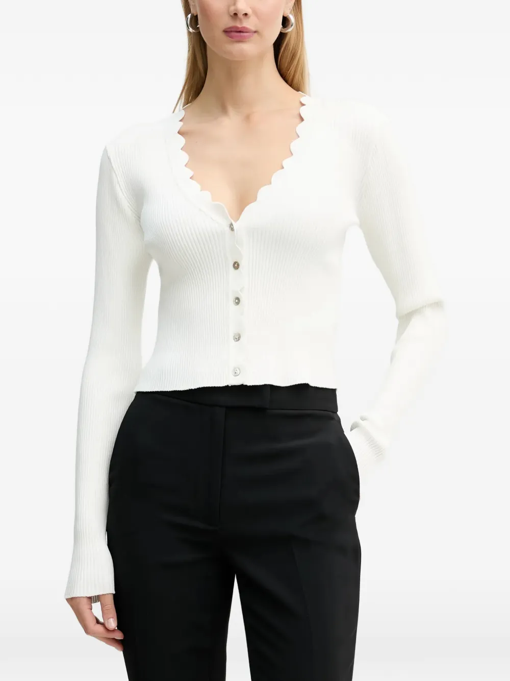 Silvian Heach Cardigan con orlo a smerlo - Bianco