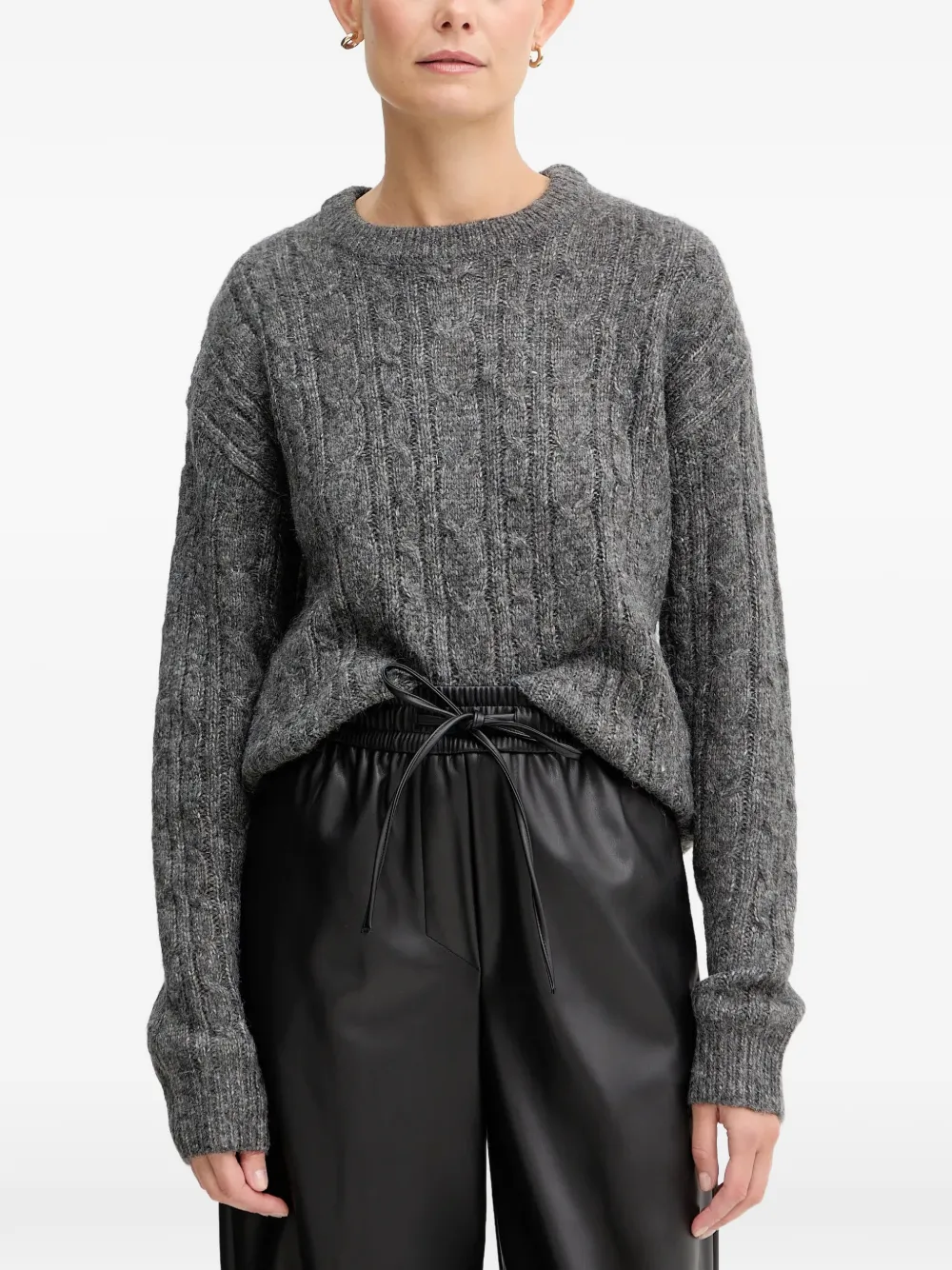 Silvian Heach Cable Knit Sweater In Black