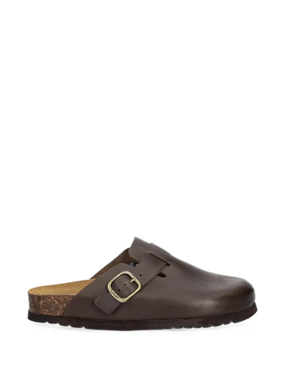 Scholl Fae New buckle-fastening leather flat mules Bruin