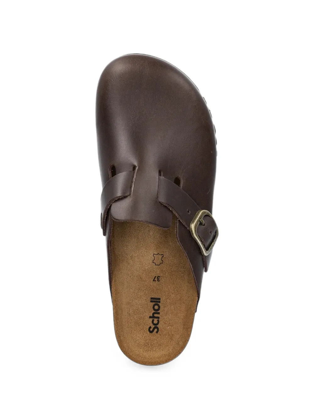 Scholl Fae New buckle-fastening leather flat mules Bruin