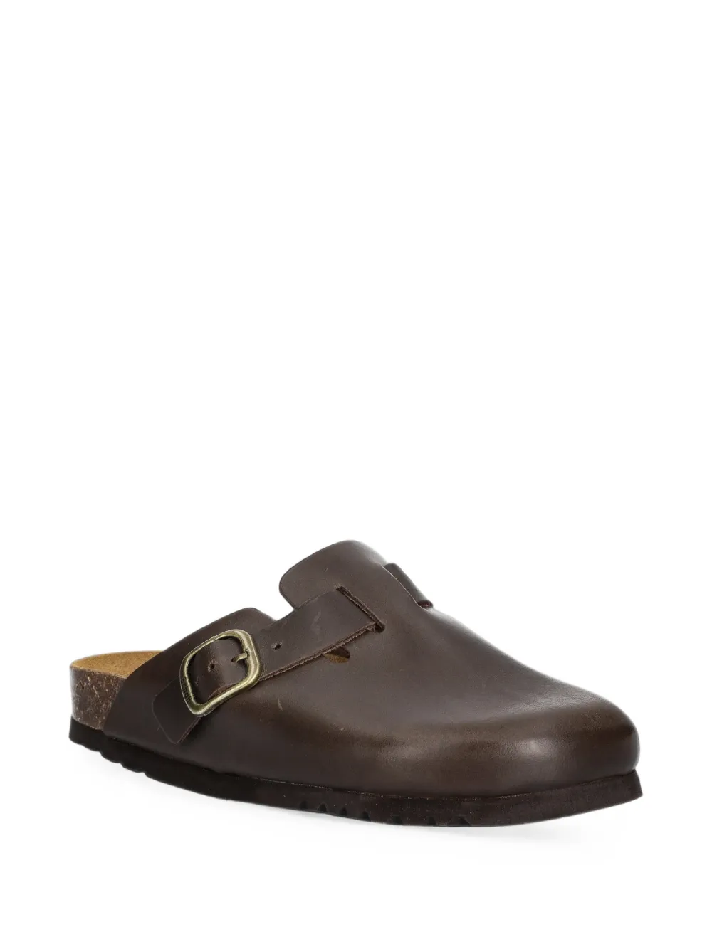 Scholl Fae New buckle-fastening leather flat mules Bruin
