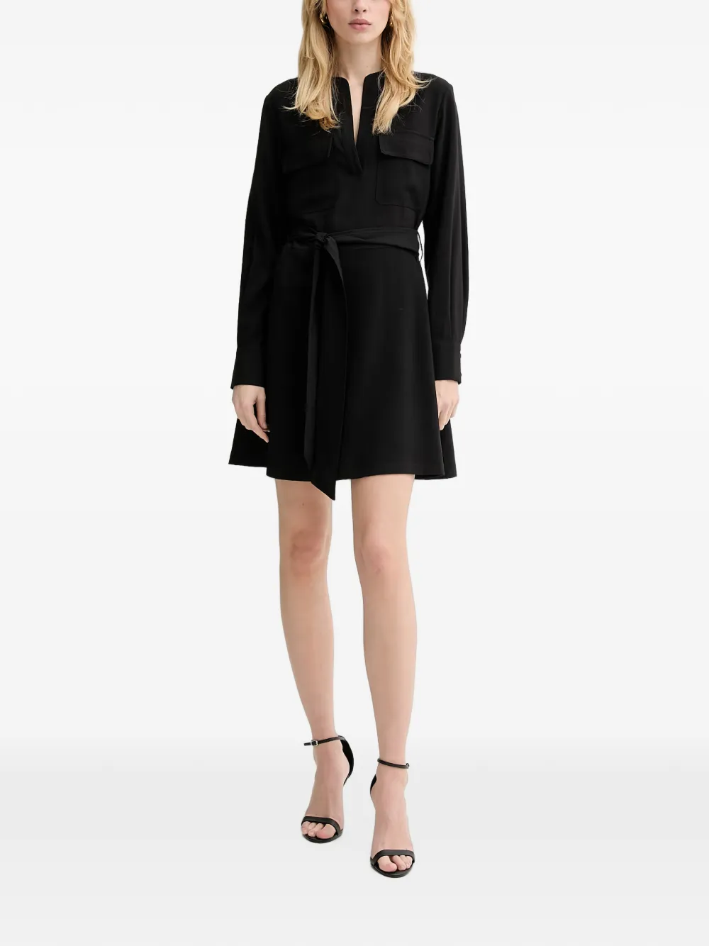 Silvian Heach Pobe V-neck buttoned midi dress - Nero