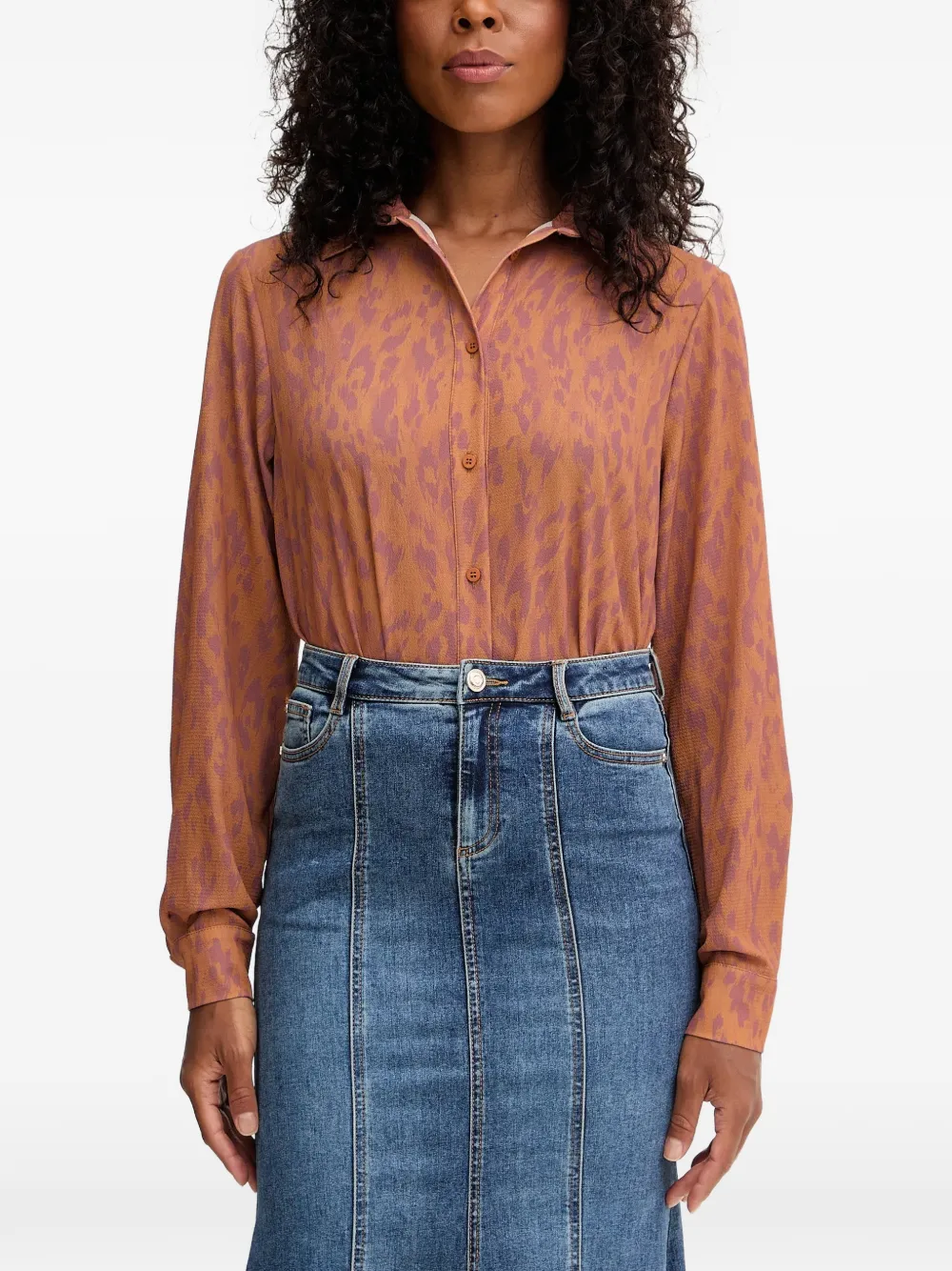 Silvian Heach Rapane Animal-print Shirt In Orange