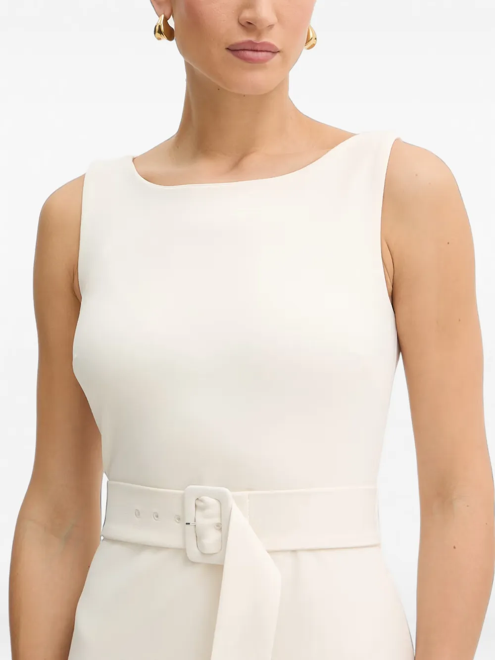 Silvian Heach belted sleeveless mini dress Beige
