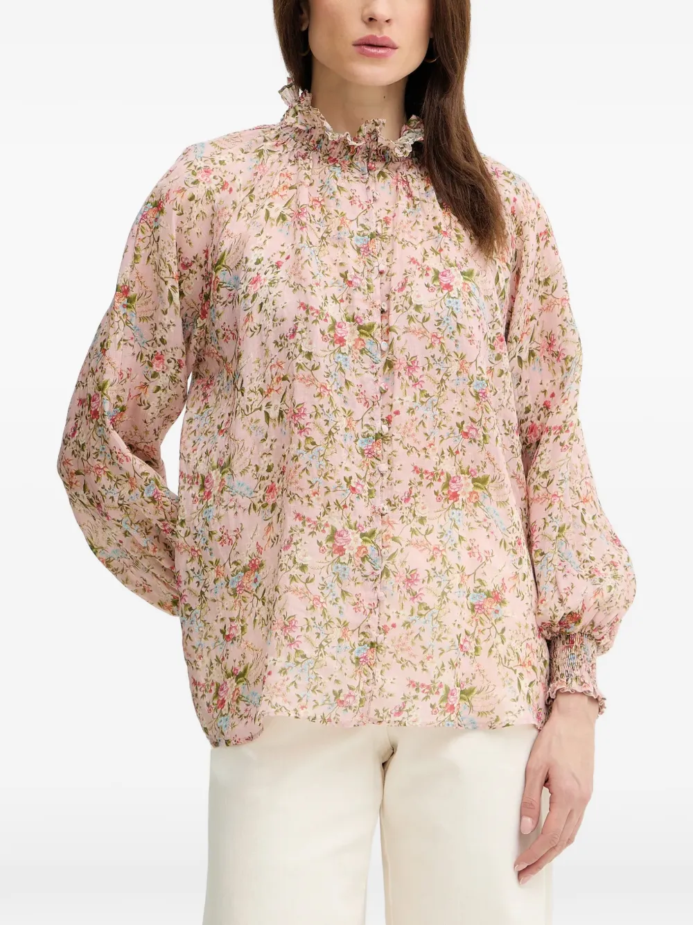 Silvian Heach Sparta floral-print ruffled shirt