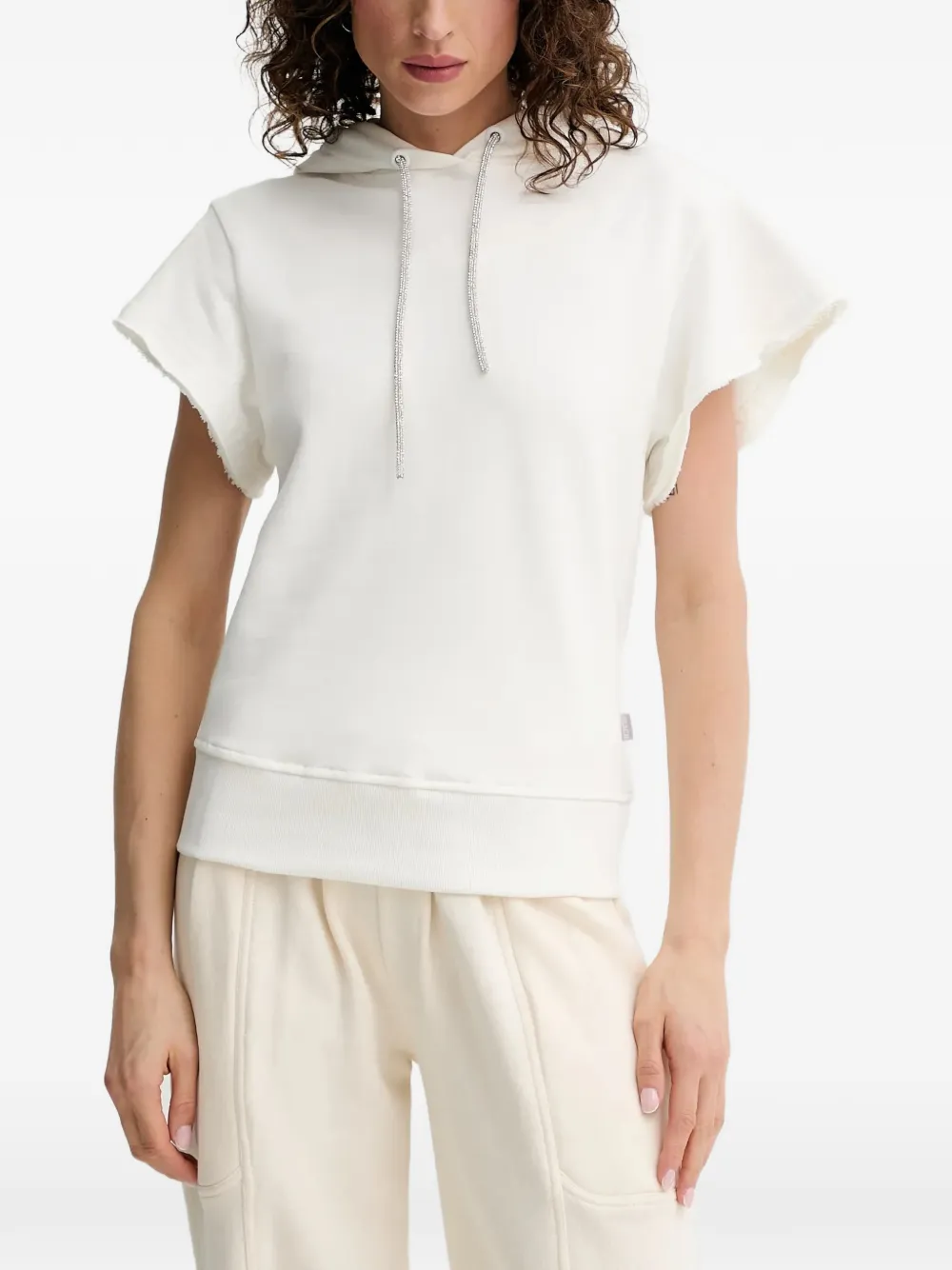 Silvian Heach rhinestone frayed hoodie