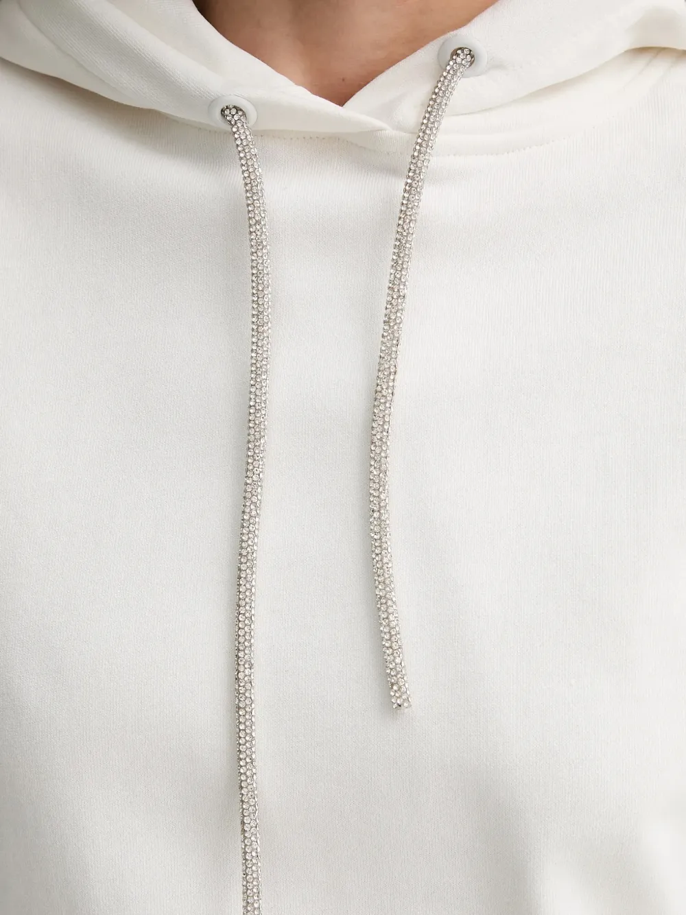 Silvian Heach Hoodie met franje en stras Wit