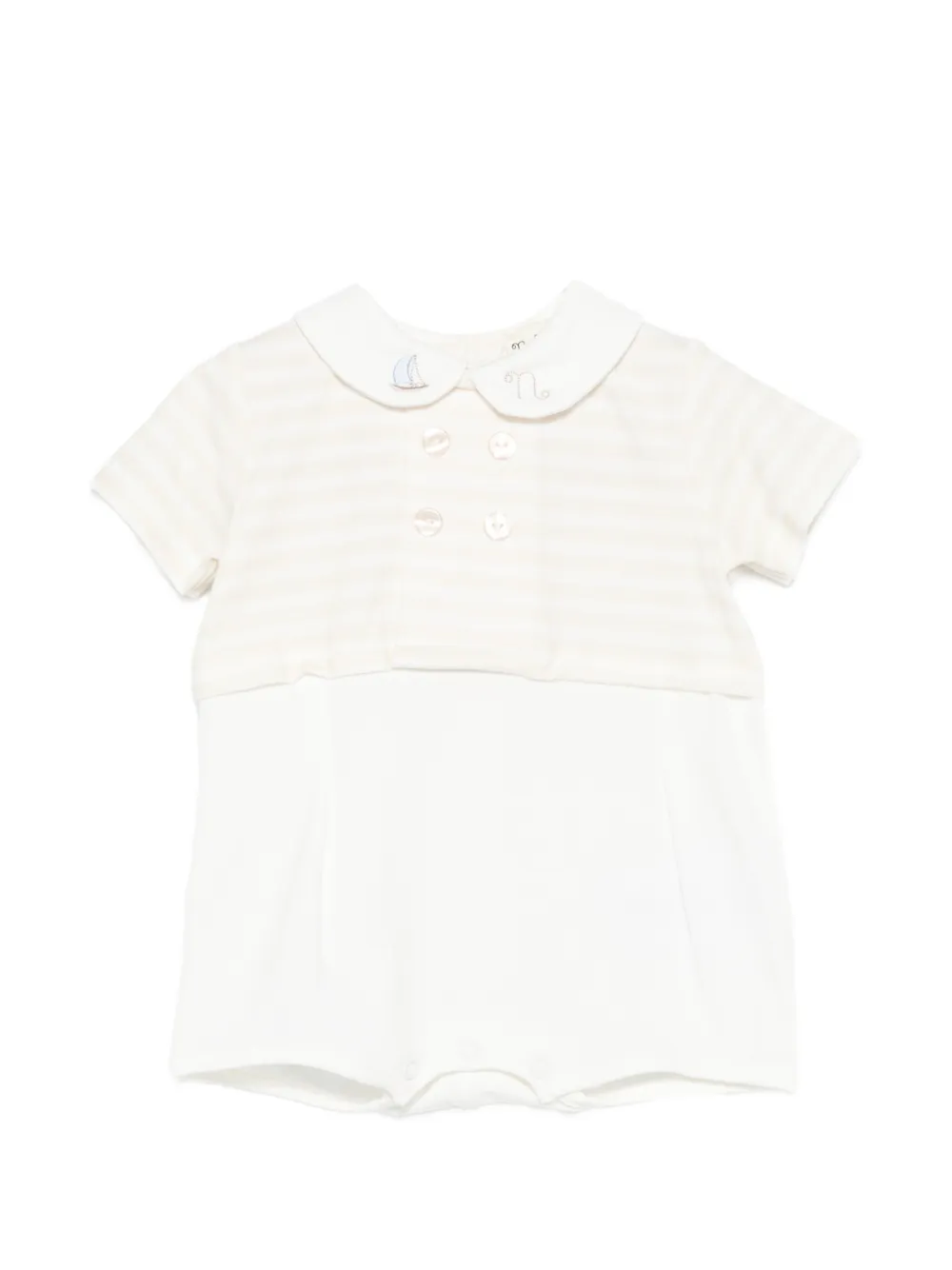 NANAN striped embroidered romper - Bianco