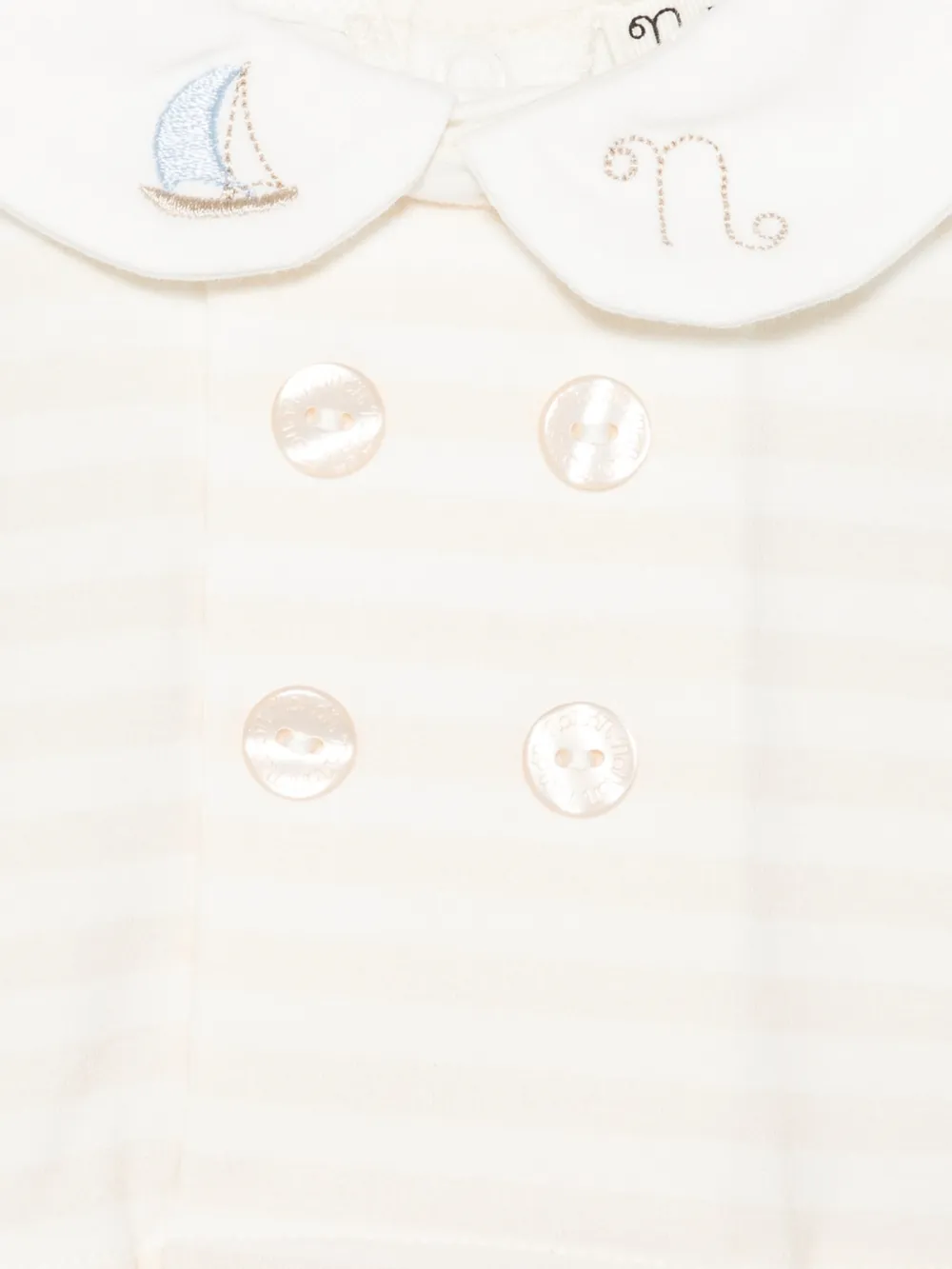  Nanan Striped Embroidered Romper - White 