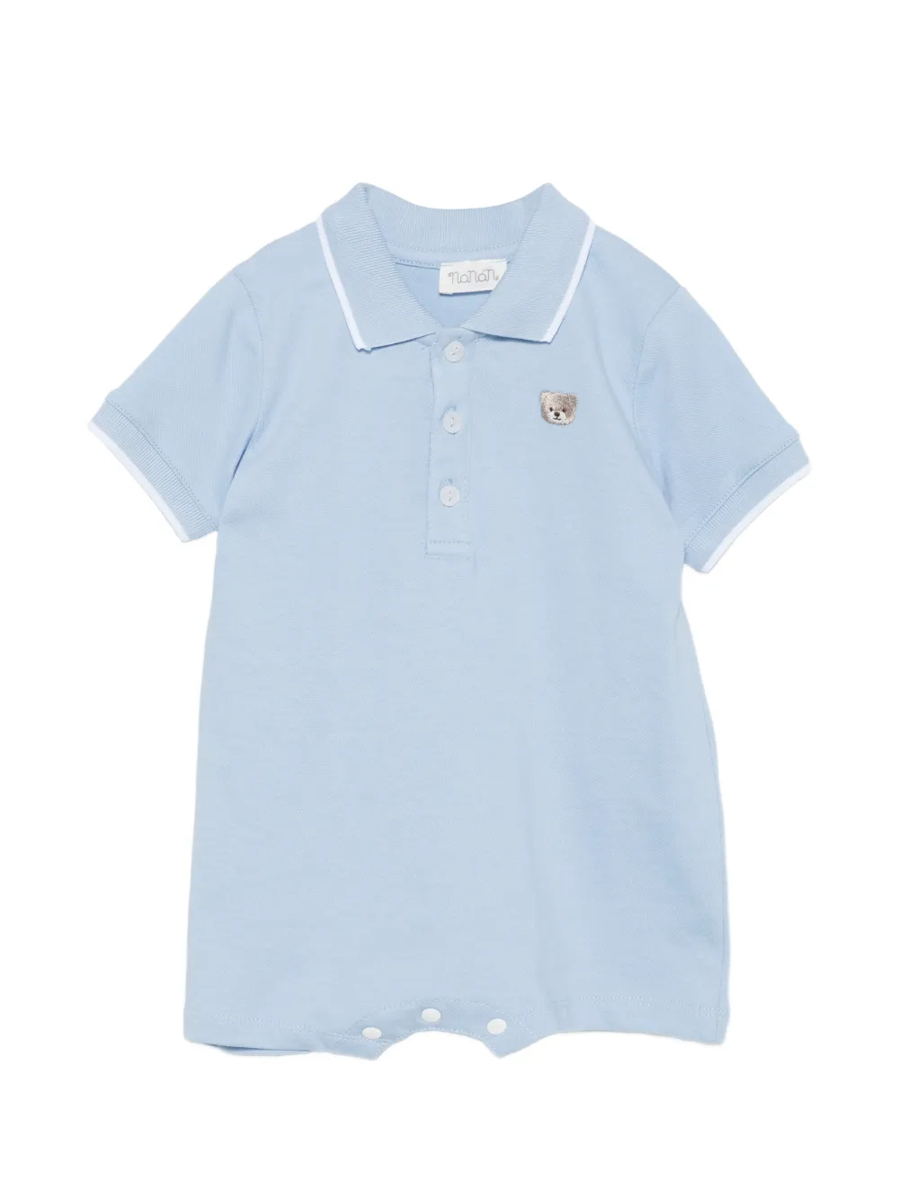 NANAN embroidered polo-collar romper - Blu