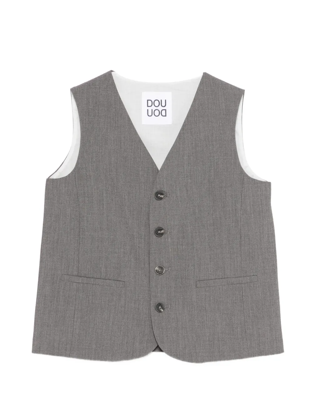 Douuod Kids v-neck button gilet - Grau