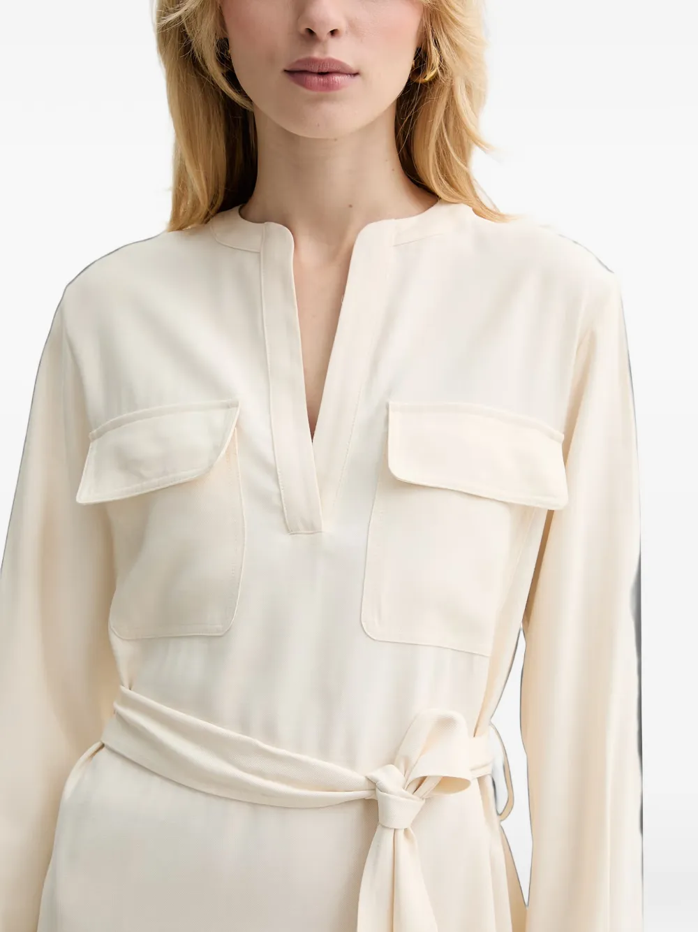 Silvian Heach Pobe pocket belted mini dress Beige
