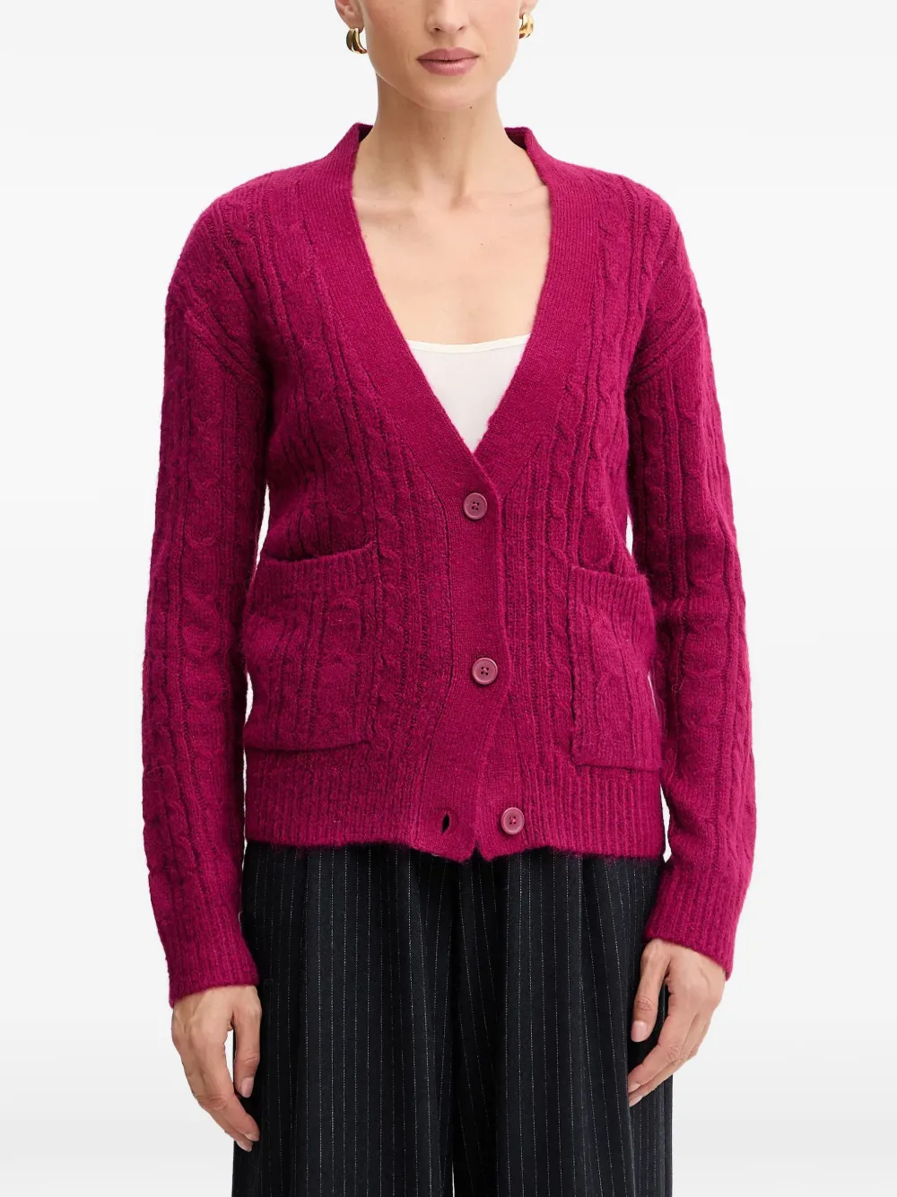 Silvian Heach cable-knit button-up cardigan