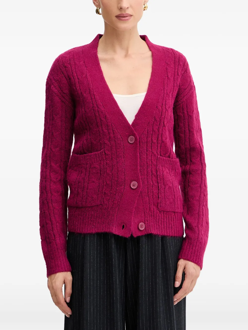 Silvian Heach cable-knit button-up cardigan - Pink