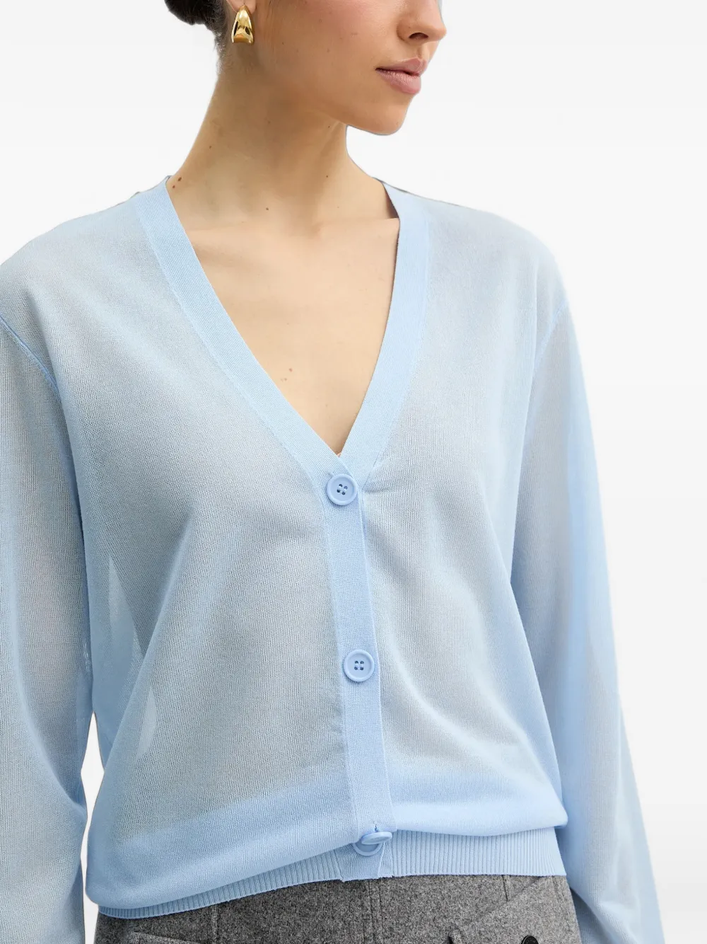 Silvian Heach Truien met knopen en V-hals Blauw