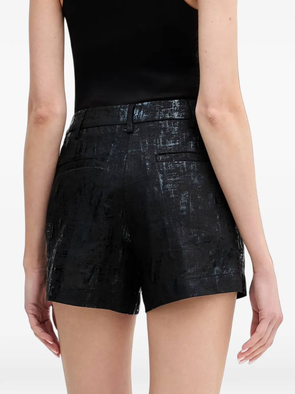 Silvian Heach Rabad belt-loops textured shorts Zwart